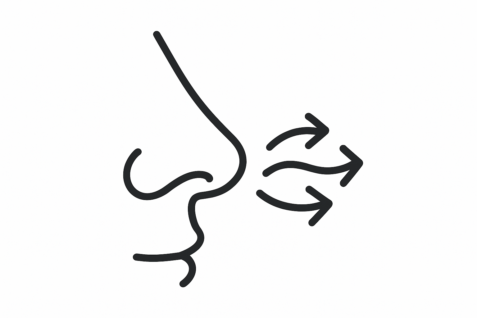 icone de nariz a respirar melhor com mais ar e simples e cor neutra tipo preto